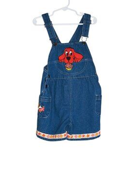 Clifford the Big Red Dog (5T) Floral Embroidered Denim Shortalls